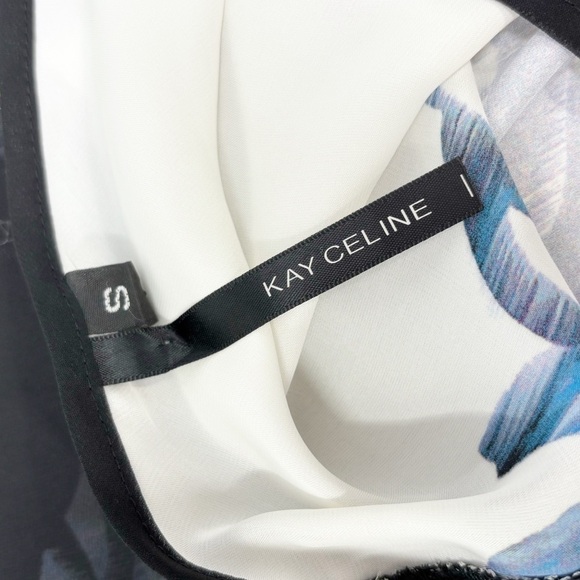 KAY CELINE Women’s Multicolor Abstract Chiffon Sleeveless Blouse Sheer Back Sz S - Picture 7 of 8